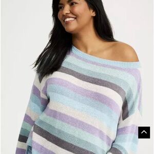 Torrid 4 Pastel Striped Off-Shoulder Sweater